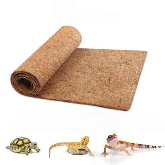 Reptile Carpet Coconut Fiber Substrate, Lizard Cage Mat, Coco Fiber Liner, Snake Bedding, Natual Coconut Fiber Carpet for Bearded Dragon, Turtles, Iguana, Tortoises (Brown, 31.5x15.7inch)