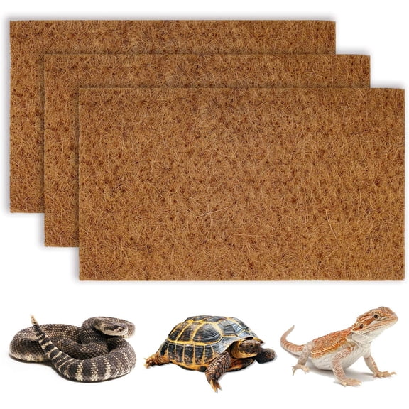 Reptile Carpet Natural Coconut Fiber Tortoise Lizard Mat,3 Pack Pet Terrarium Liner for Lizard Snakes Chamelon Geckos Turtle Bedding Mat Reptile Supplies