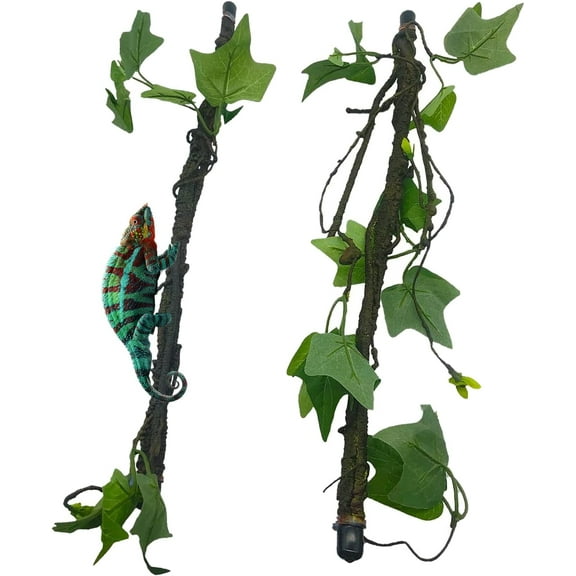 Reptile Climbing Branch Flexible Bend-A-Branch Jungle Vines Terrarium Plant Decoration with Suction Cup for crested gecko Chameleon Gecko Snake Tree Frog 2PCS