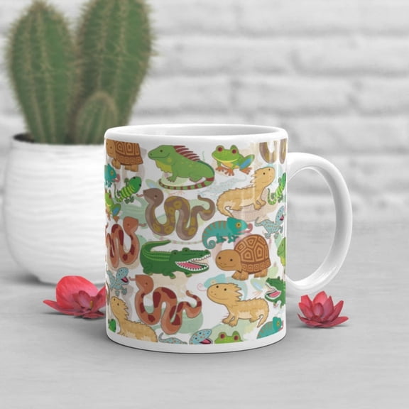 Reptile Coffee Mug, Cute Lizard Gift, Snake Lover, Funny Bearded Dragon Mug, Gift Her, Him, Housewarming, Birthday Gecko Tortoise Iguana.
