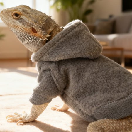 Reptile Costume, Lizard Hoodie & T-Shirt - Pet Lizard Clothes for Walking, Christmas Photo Outfit, Funny Pet Gift for Reptile Lovers-gray