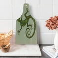 thumbnail image 1 of Reptile Cutting Board, Ornamental Colorful Lizard Patterns Moving Around Exotic Creature Theme, Decorative Tempered Glass Cutting and Serving Board, Wine Bottle Shape, Green Tan, by Ambesonne, 1 of 1