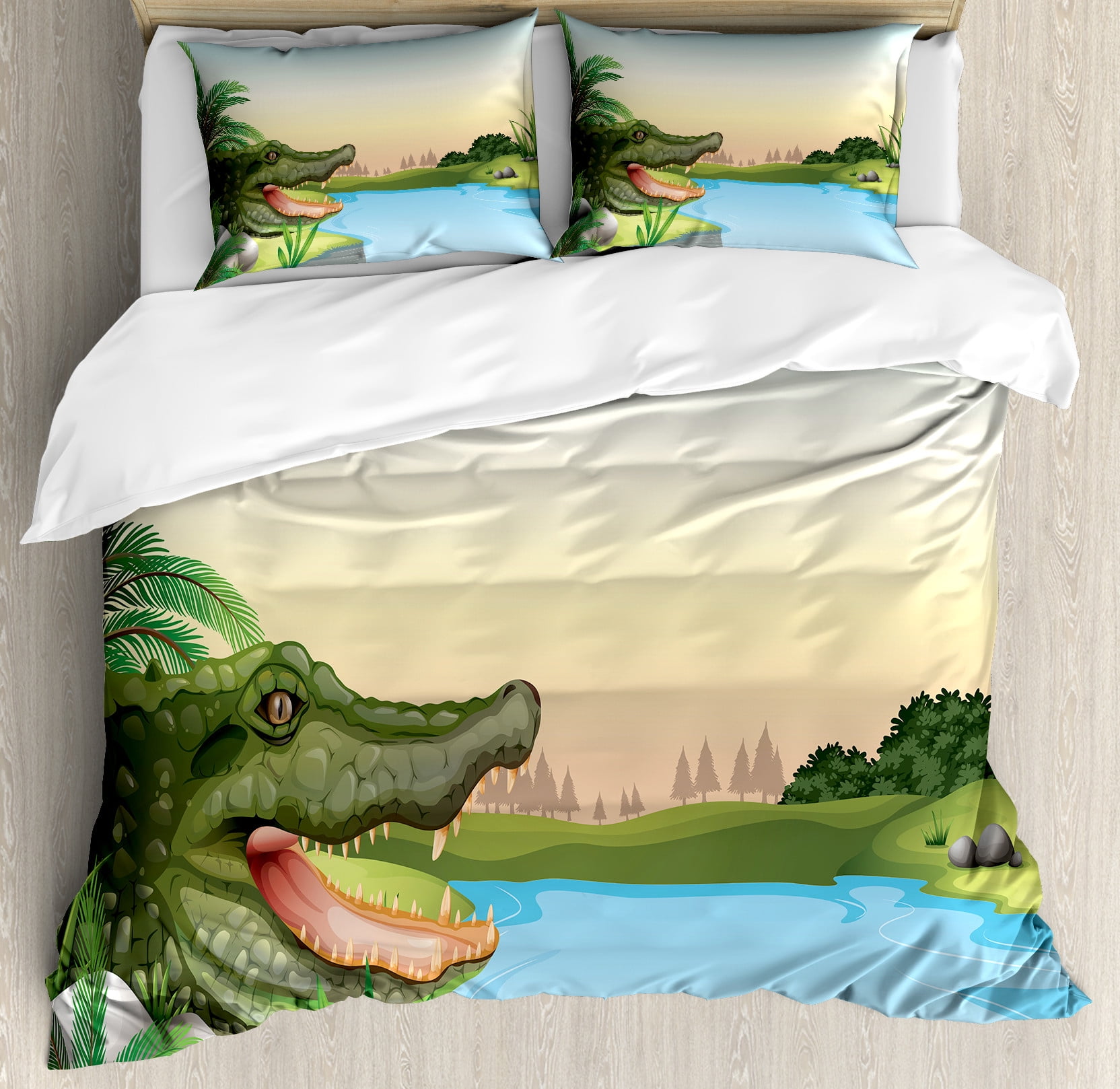 Crocodile Pattern Print Duvet Cover Bedding Set