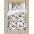 thumbnail image 1 of Reptile Duvet Cover Set, Magnificent Reptiles with Footprints Doodle Art Animals Abstract Pattern, Decorative 2 Piece Bedding Set with 1 Pillow Shams, Twin Size, Brown White, by Ambesonne, 1 of 3
