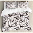 thumbnail image 1 of Reptile Duvet Cover Set, Magnificent Reptiles with Footprints Doodle Art Animals Abstract Pattern, Decorative 3 Piece Bedding Set with 2 Pillow Shams, Queen Size, Brown White, by Ambesonne, 1 of 3