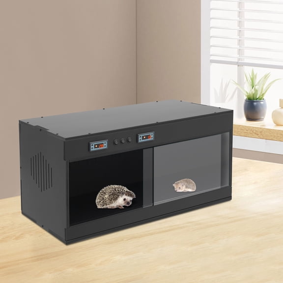 Reptile Enclosure 31.5"x15.75"x15.75", 0.1m Glass Terrarium with Dual Temp Controller & LCD  3 E27 Sockets for Heating/Lighting, PVC & Tempered Glass  for Lizard, Snake, Gecko, Spider, Chameleon