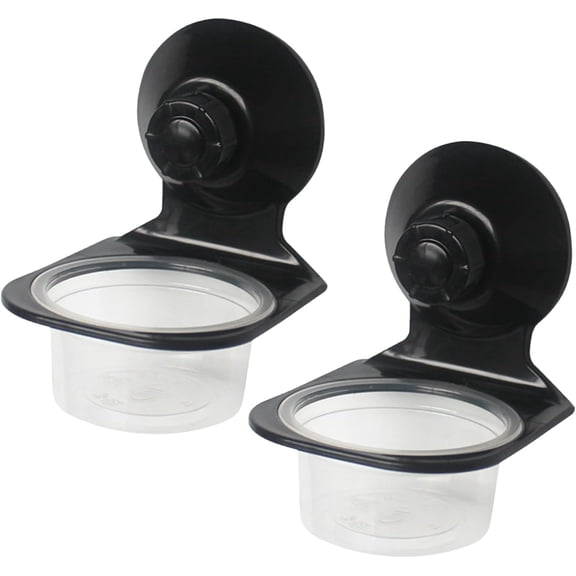Reptile Feeder Gecko Lizard Feeding Cup with Suction Cup, Food Water Feeder Dish with Cups for Geckos, Chameleon Lizard (Black)