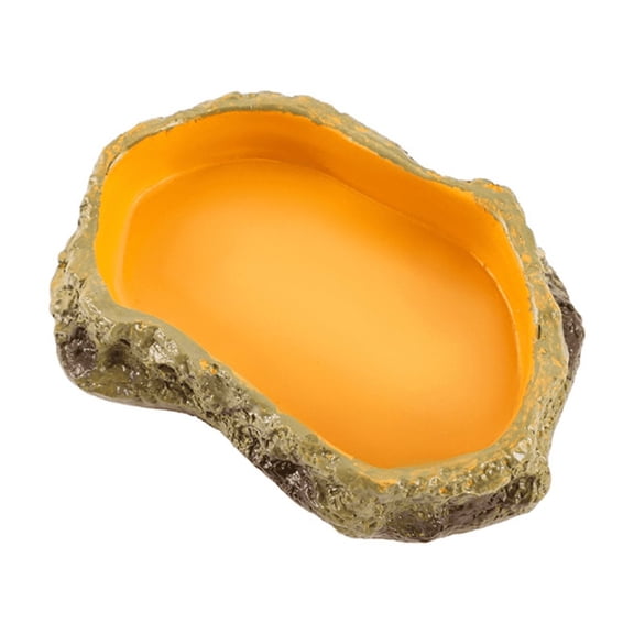 Reptile Feeding Bowls Terrarium Plate Feeder Amphibian Bowl for Frog Tortoise Bearded Dragon Turtle,S
