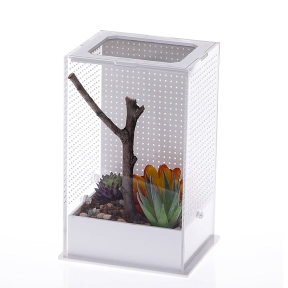 Reptile Feeding Box Breeding for Case Portable Plastic Terrarium Clear Habitat for Pet Lizard 2