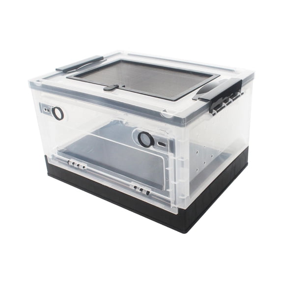 Reptile Feeding Box Hamster Breeding Box Cage Mice Small Animals, Black