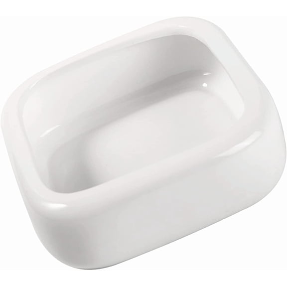 Reptile Food Bowls -Ceramic Square Reptile Water Food Dish, Pet Food Bowl for Lizards, Young Bearded Dragons, Small Snakes, Gecko Tortoise Spider (White, Large-1Pack)