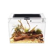 Reptile Growth Mini Reptile Terrarium,12" x 7"x 9" Reptile Tank with Full View Visually Appealing for Insect Fish Tarantula Hermit crab Jumping spider Iguana Tortoise Leopard Gecko Frog Bearded drago