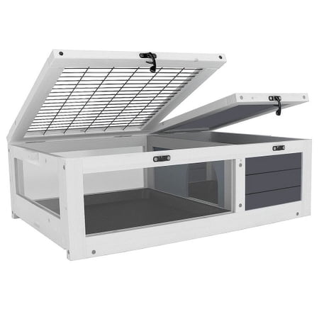 Reptile Habitat Tortoise House with Lamp Holder, Large Observation Window, 2 Waterproof Tray, Detachable Legs, Easy To Clean Wooden Enclosure for Turtles, Lizards, Geckos, and Small Pets Indoor Outdo