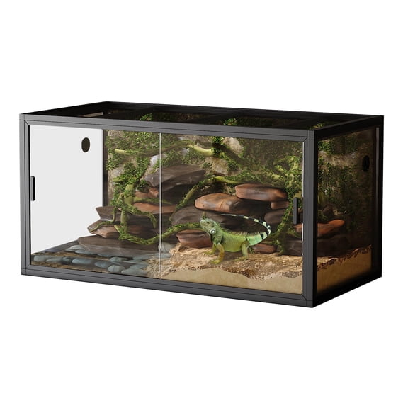 Reptile Habitats,4x2x2 (120 Gallon)  Bearded Dragon Enclosure with PVC Panels,Sliding Glass Doors&Heavy Duty Screen,Reptile Terrarium Enclosure, Easy to Assemble