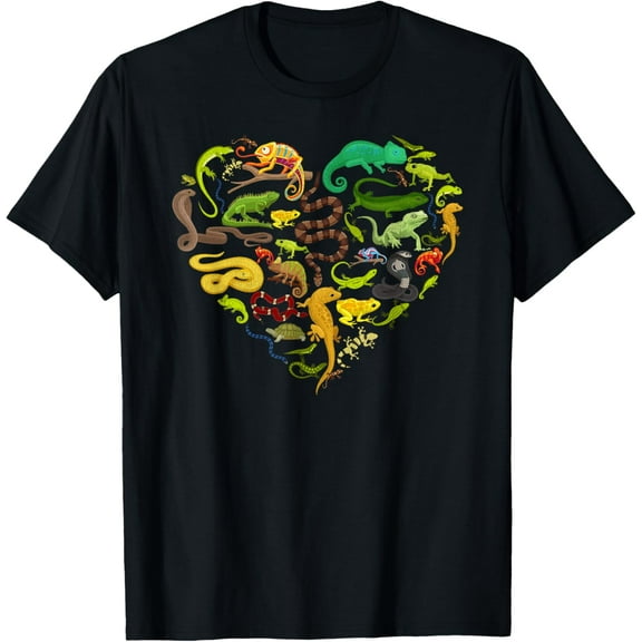 Reptile Heart Snake Lizard T-Shirt100% cotton short-sleeved shirt for both men and women
