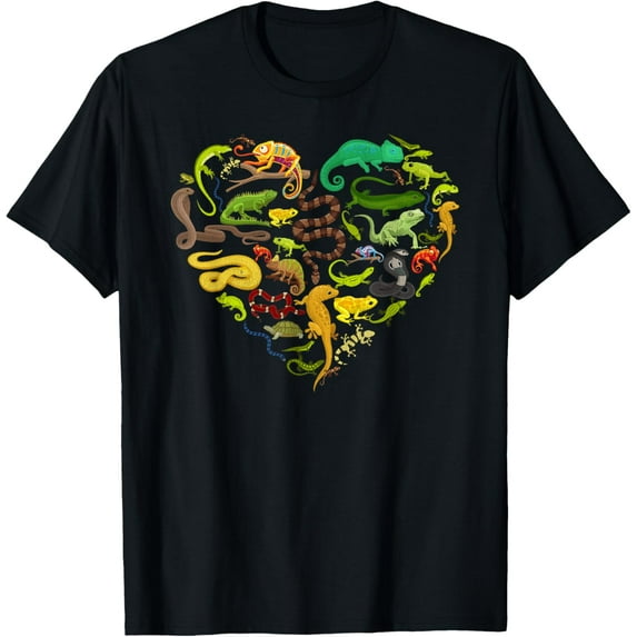 Reptile Heart Snake Lizard T-Shirt100% cotton short-sleeved shirt for both men and women