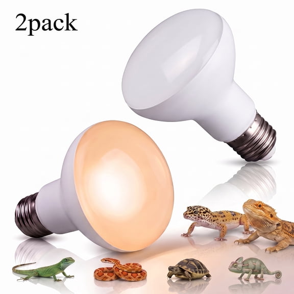 MYMULIKE Reptile Heat Lamp Bulbs, 100W, 2‑Pack, Uva Daylight Basking Light for Bearded Dragon, Lizard, Turtle, Chicken & Amphibians