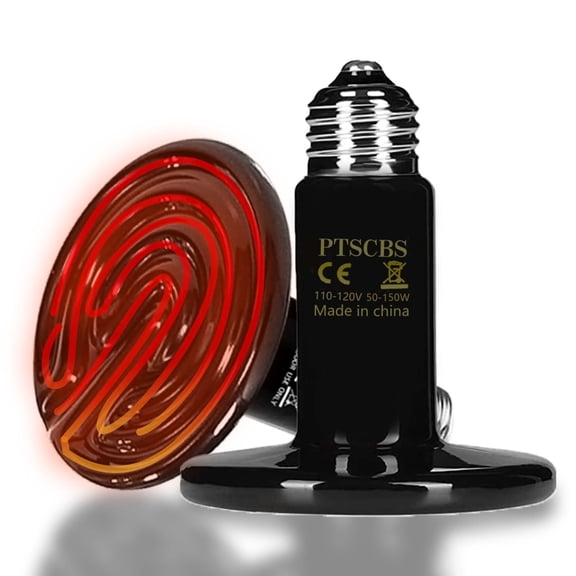 Reptile Heat Lamp 2 Pack Ceramic Heat Emitter 150W E26 Ceramic Heat Lamp Bulbs for Turtle Tank Heater, Bearded Dragon Tank Accessories, Chameleon Cage Accessories, Heat Lamp for Chickens