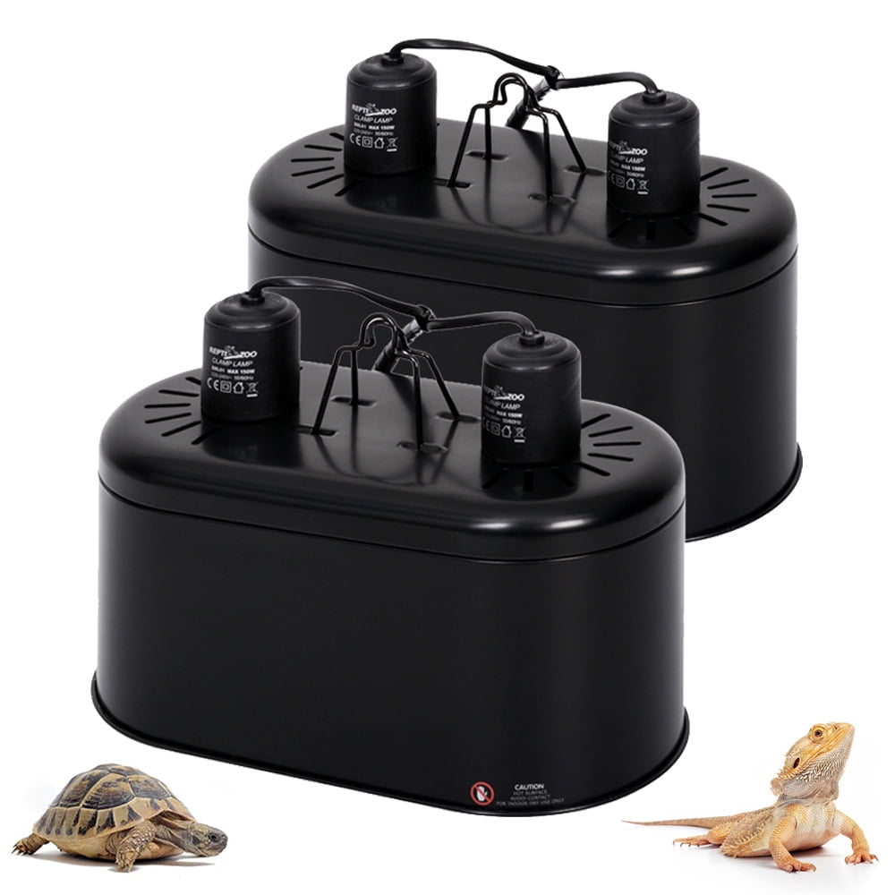 ECOSUB Reptile Heat Lamp Fixture, 2 Pcs 150W UVA & UVB Reptile Light