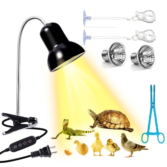 Reptile Heat Lamp Kit with 25W Bulbs, Clips and Tweezer for Turtle, Lizard, Snake and Bird Habitats