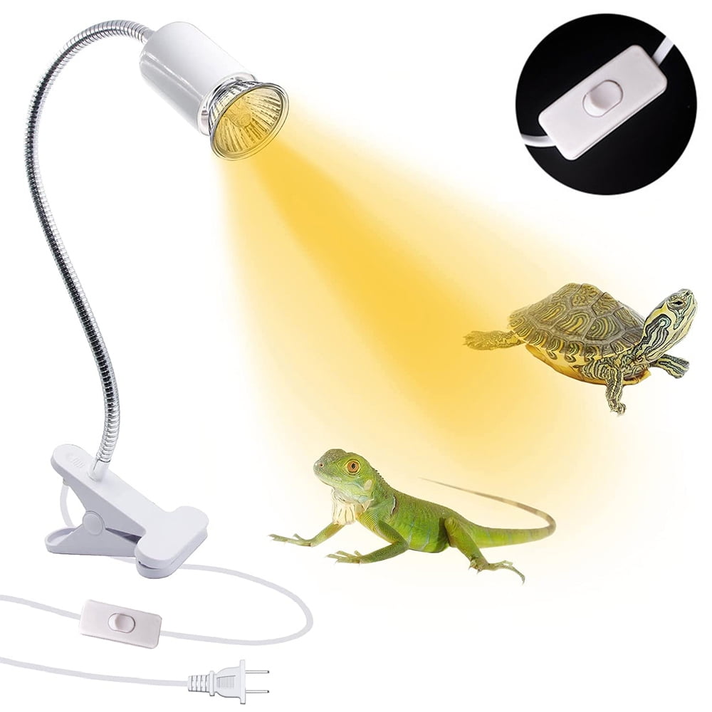 Reptile Heat Lamp Tortoise Basking Spot Lamp Turtle 360Rotatable Light Clamp Flexible Ceramic Clip Desk Light Holder Socket With Dimmable Switch For Aquarium Pet Lizard