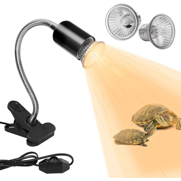Reptile Heat Lamps, Uva/Uvb Turtle Heat Lamp,Turtle Aquarium Light Bulbs, Heating Lamps With Cycle Timer, 360° Rotatable Heat Lamp For Lizard Turtle Snake Aquarium Aquatic Plants,2 75W Heat Bulbs