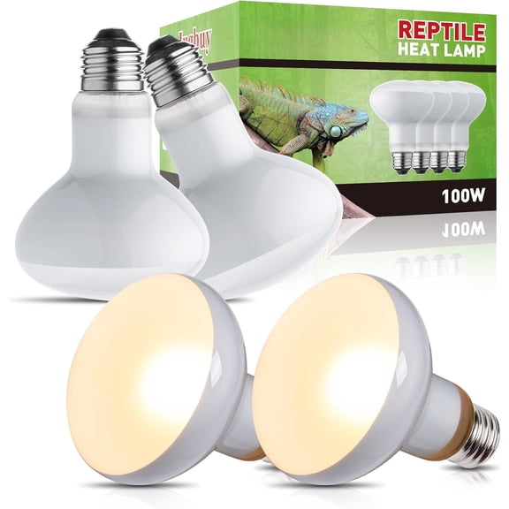 Reptile Heat Light Bulb, 100 Watt UVA Basking Spot Lamp Bulbs, Daylight Heating Spotlight for Turtle, Bearded Dragon, , Lizard, Snake, Leopard Gecko, Chameleon, Ball Python - 4 Pack