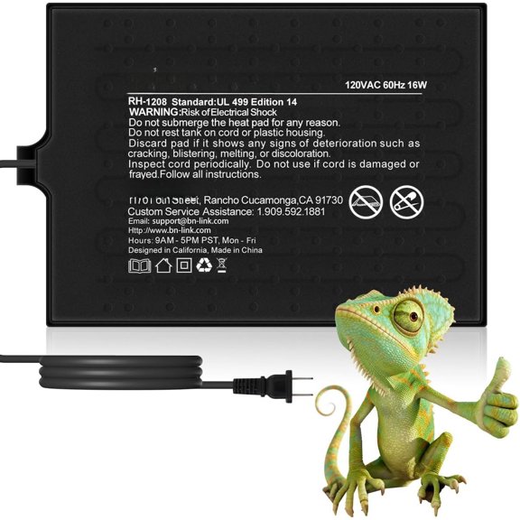 Reptile Heat Pad 8"X12" 16W for 30-40gal Under Terrarium Heating Mat for Turtle, Lizard, Frogs, Snake, Hermit Crab