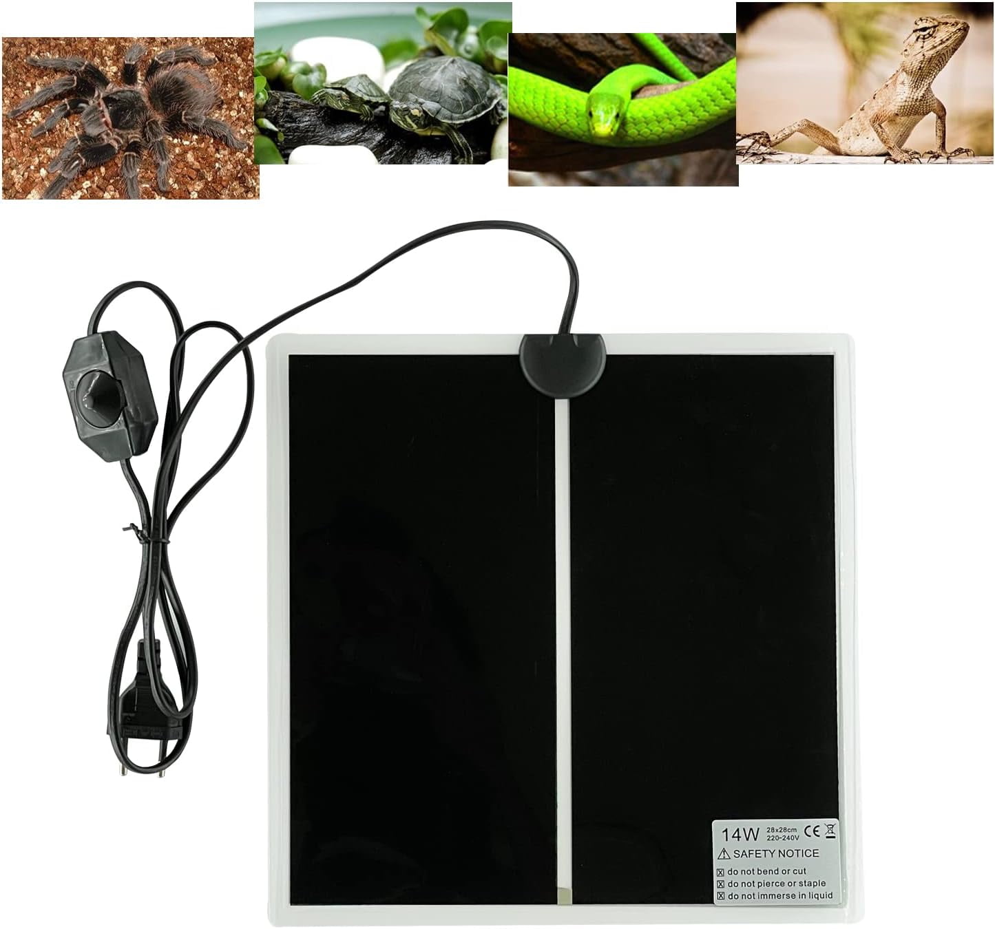 Reptile Heating Mat, Adjustable Terrarium Heating Pad with Temperature