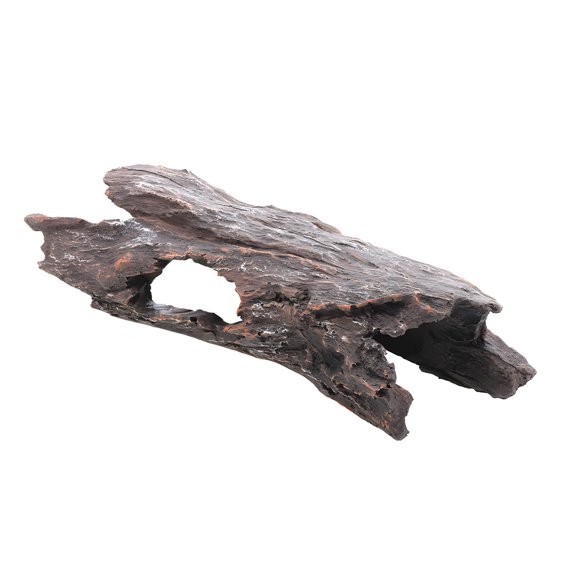 Reptile Hide, Artificial Resin Hollow Tree Trunk, 9.4 in / 24 cm Aquarium Fish Hideaway for Turtle Tank, Terrarium Lizard Hideout, Basking Platform, Shrimp Breeding, Fish Cave Decor