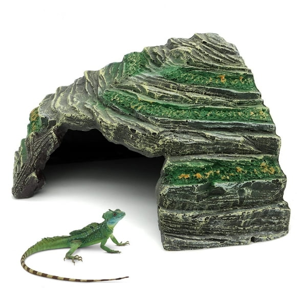 Reptile Hide Reptile Hides and Caves,Resin Habitat Decor for Aquarium Tank Accessories,Great for Bearded Dragon Lizards, Turtles,Snake,Medium