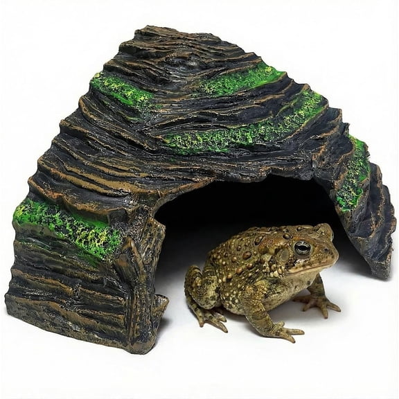 Reptile Hide Toad House for Outside Garden, Frog Fish Tank Hideout PVC Aquarium Cave Leopard Gecko Hide Terrarium Decoration