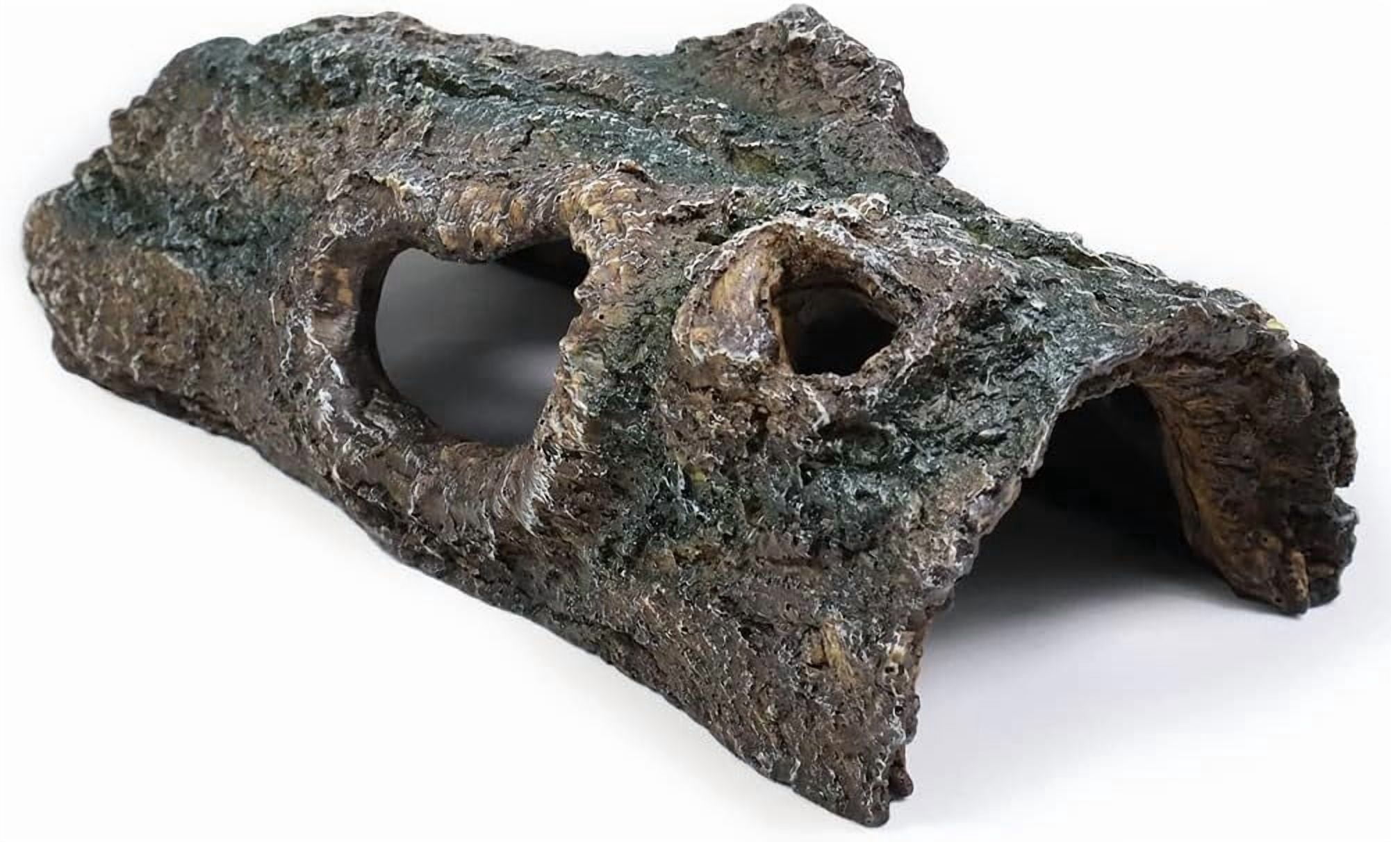 Reptile Hide Tree Trunk Lizard Snake Gecko Axolotl Spider Turtles Bearded Dragon Tank Accessories Large Hollow Log for Aquarium or Fish Tank Resin Wood Decorations Ornament