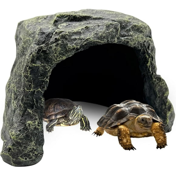 Reptile Hideout,Large Tortoise Hide Cave,Resin Rock,Bearded Dragon Hideaway,Turtle Basking Platform,Reptiles Habitat Decor Tank Accessories for Lizards Gecko Snakes Chameleon Frogs