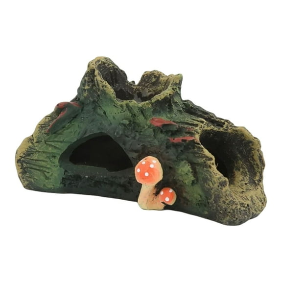 Reptile Hideout Tree Bark Cave 6", Resin Aquarium Log Shelter for Lizard Gecko Turtle, Naturalistic Terrarium Landscape, Fish Tank Ornament with Side Entry, Ornament *1 Piece