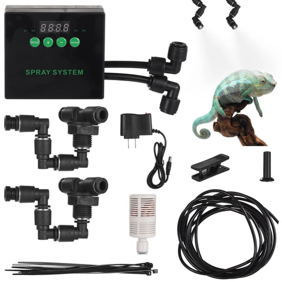 Automatic Reptile Humidifier with Smart Timer, Dual Nozzle Misting System for Terrarium & Tropical Plants, Terrarium Fogger