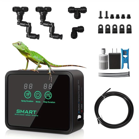 Reptile Humidifier with High-Density Spray & 360 Rotating Nozzles - Smart Timing, DIY Installation for Reptiles and Amphibians