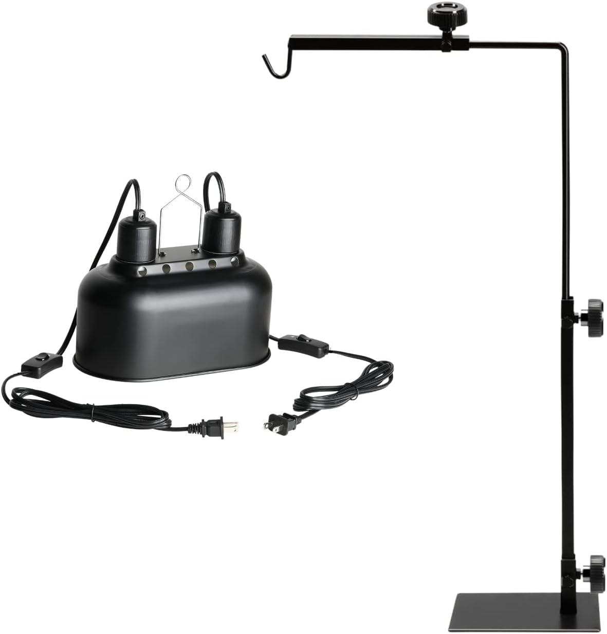 Reptile Lamp Fixture Dual Dome Light Double Sockets Bulbs Holder With