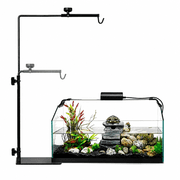 Reptile Lamp Stand, Adjustable 13.8"-25.6" Floor Light Holder Stand Metal Bracket for Reptile Glass Terrarium Heating Light,Black
