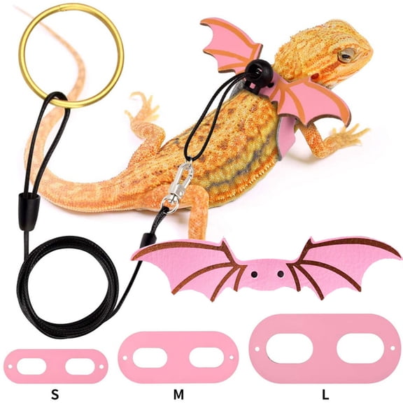 Reptile Leash, Lizard Harness, Escape Proof Adjustable Ties For Bearded Dragons Leopard Geckos Iguanas, Lightweight Outdoor Walking Rope For Small Exotic Pets, Polyester, Orange, Blue, Pink, Black