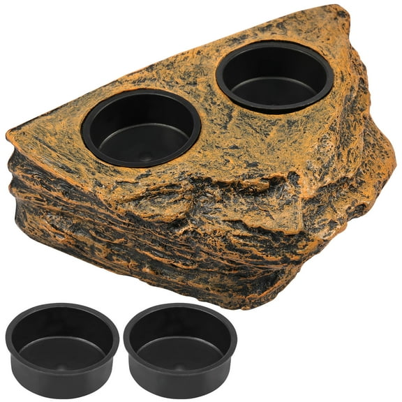 Reptile Magnetic Feeder Ledge Plastic Reptile Food Water Dish Double Bowl Gecko Feeder Ledge Easy Install Reptile Feeding Bowl Lizard Feeding Ledge for Lizard Crested Gecko