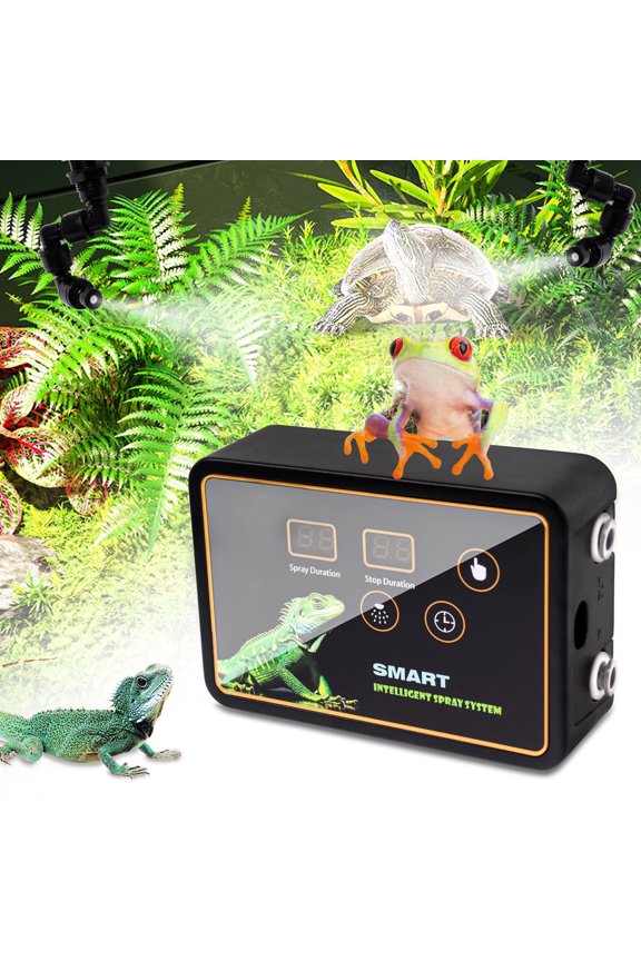 Reptile Mister System with Timer Humidity Control, Chameleons Reptile Fogger, Automatic Reptile Mister Fogger for Terrarium with Timer, Spray Kit for Rainforest Plants Amphibian