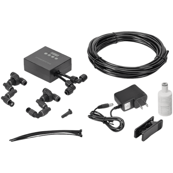 Reptile Misting System with US Plug, Programmable Reptile Humidifier, Automatic Mister, 360° Adjustable Dual Nozzles, Smart Timer, Self-Priming, Rainforest Spray Kit for Plant Terrariums
