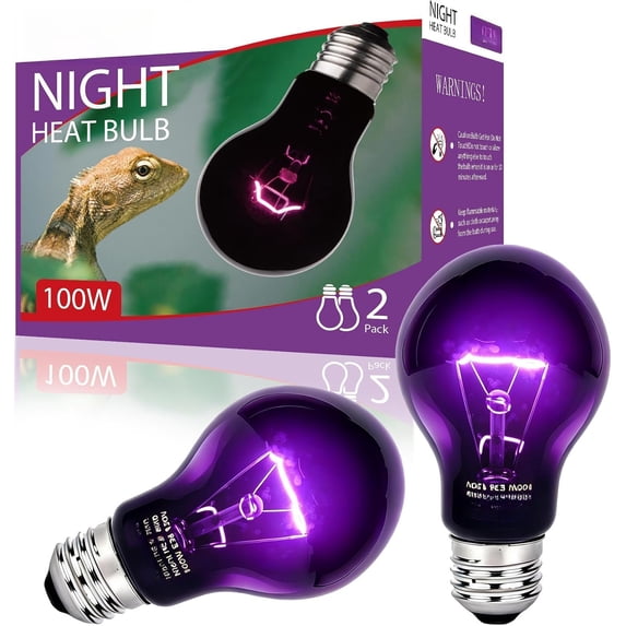Turtle Pack Reptile Night Heat Bulb, 100W Heating Lamp Bulbs Without UVA for ...