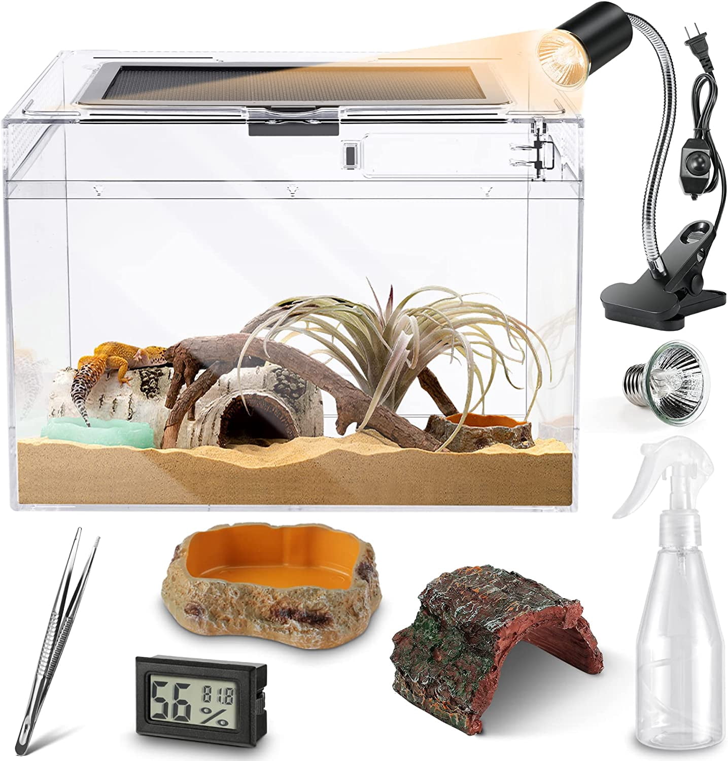 Reptile PC Terrarium ,Anti Breakage 12x7x9 inch Insect Amphibians Tank ...