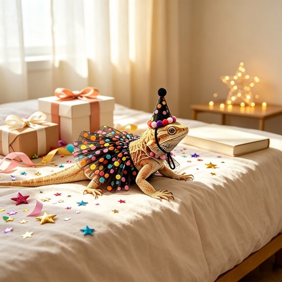 Reptile Party Outfit Lizard Hat Skirt Set Cute Festival Dress Up Accessory for Bearded Dragon Gecko Chameleon Photo Prop Halloween Christmas Birthday