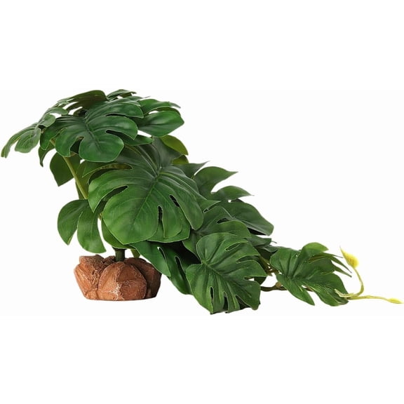 Reptile Plants for Terrarium, Ball Python Tank Decor Accessories fit Bearded Dragon Crested Leopard Gecko Lizard Chameleon Snake Frog Tortoise Hermit Crab - Fake Monstera
