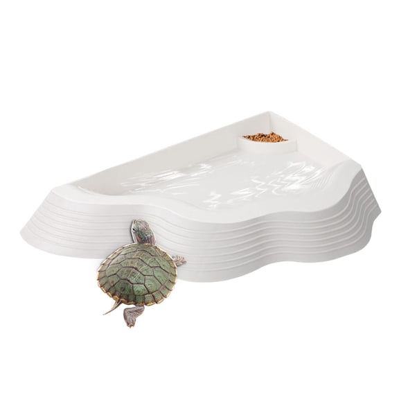 Reptile Pool,Anti-Slip Tortoise Feeding Dish with Ramp - Reptile Soaking Tray Bath Pool Basins for Gecko Snake Bearded Dragon