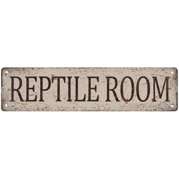 Reptile Room Retro Industrial Metal Tin Sign, Silver, 8" X 12" Inches, Wall Mount, Bedroom, Kitchen, Garden, Home Decor