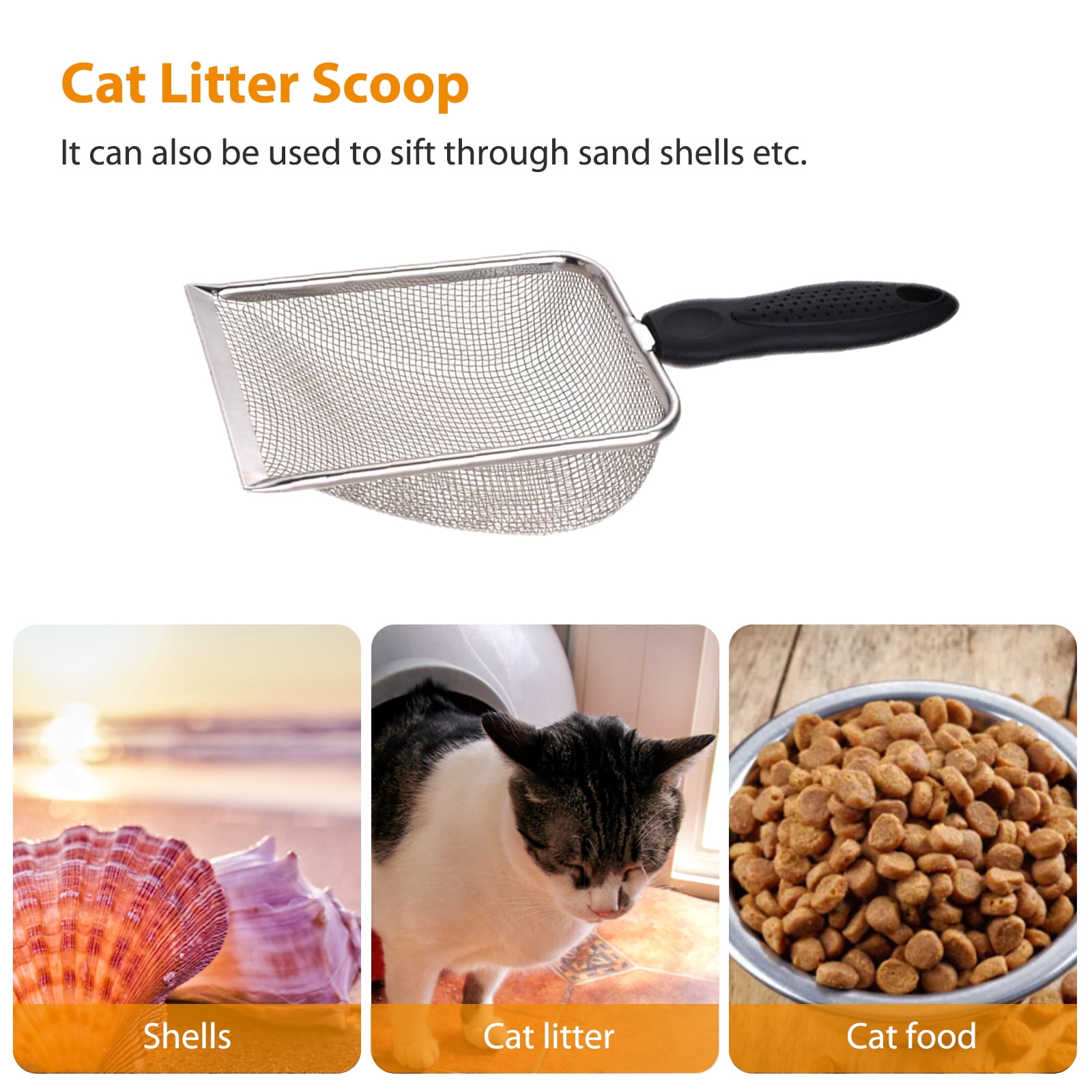 Reptile Sand Scooper Stainless Steel Fine Mesh Reptile Metal Sand